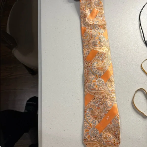 Stefano Ricci Orange and Cream Paisley Tie